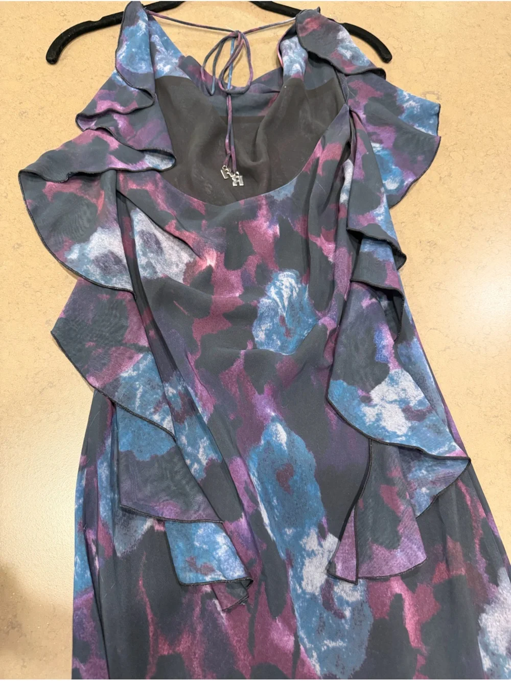 ROTATE Chiffon Maxi Ruffle Dress Sz: 4 - Picture 11 of 15